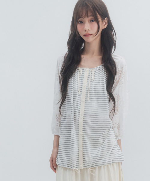 HSD Button Drawstring Blouse