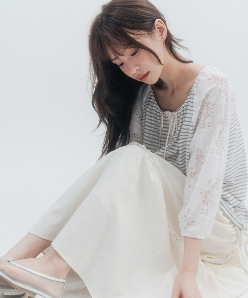 HSD Button Drawstring Blouse