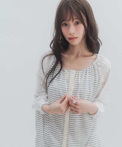 HSD Button Drawstring Blouse