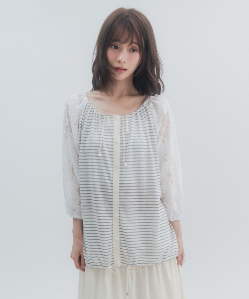 HSD Button Drawstring Blouse