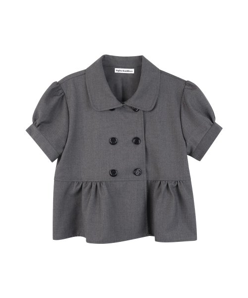 Solid Double Button Puff Shirt