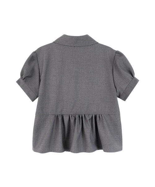 Solid Double Button Puff Shirt