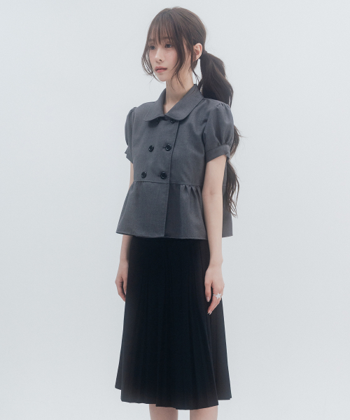 Solid Double Button Puff Shirt