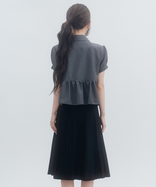 Solid Double Button Puff Shirt