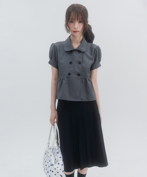 Solid Double Button Puff Shirt