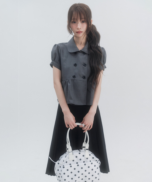 Solid Double Button Puff Shirt