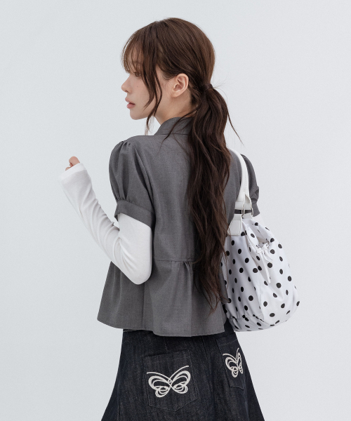 Solid Double Button Puff Shirt