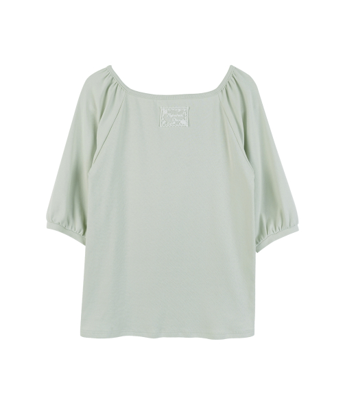 3/4 Lace Shirred Sleeve_Mint