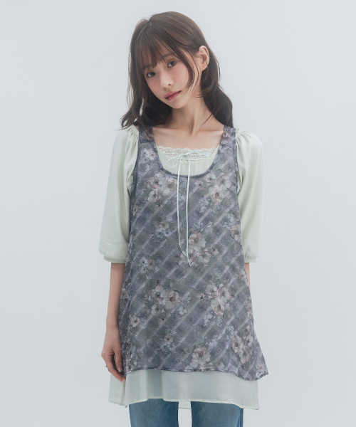 3/4 Lace Shirred Sleeve_Mint