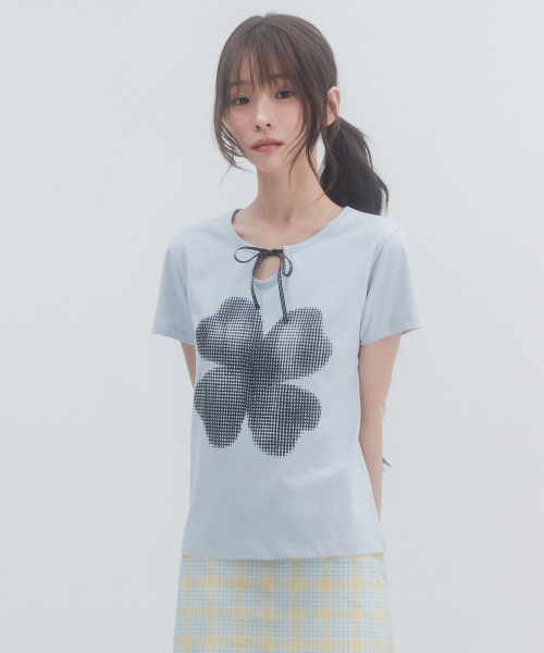 하이스쿨 로고 리본 티셔츠_블루