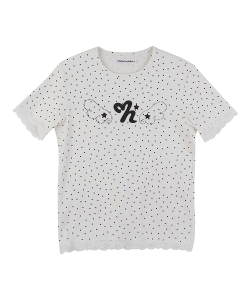 Polka Dot Star Lace Short Sleeve_Ivory