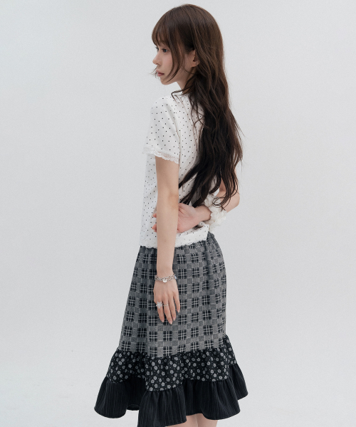 Polka Dot Star Lace Short Sleeve_Ivory