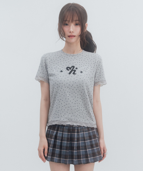 도트 스타 레이스 숏슬리브_멜란지그레이