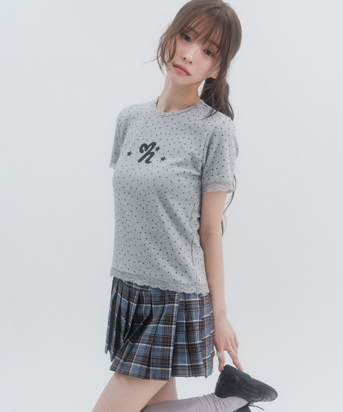 도트 스타 레이스 숏슬리브_멜란지그레이