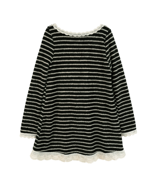Striped knit pom-pom dress
