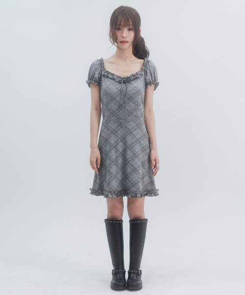 Puff Frill Mini Dress