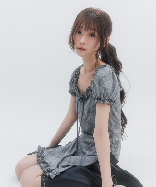 Puff Frill Mini Dress