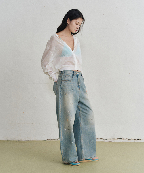 neki painting denim pants (indigo)