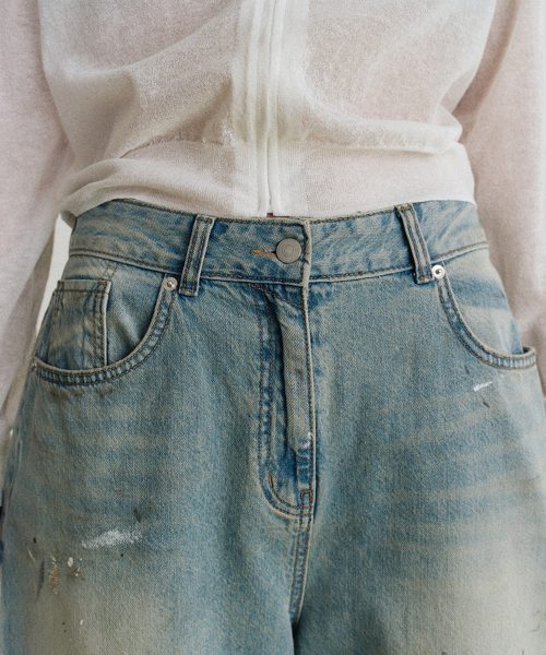 neki painting denim pants (indigo)