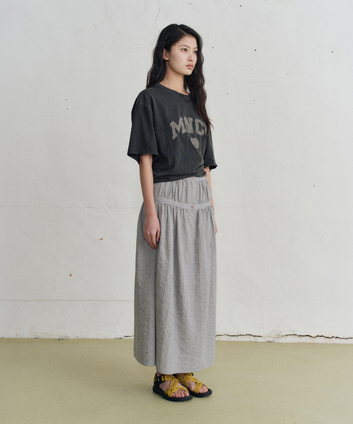 july shirring skirt (gray)