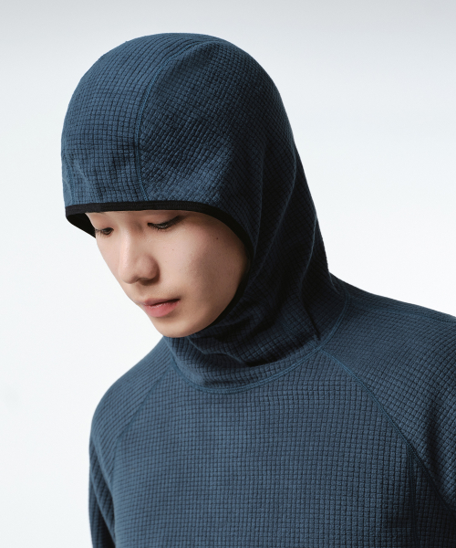 [시티 레저] 그리드 폴라 플리스 후디드 긴소매 티셔츠