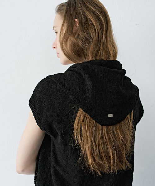 Aube Scarf Short-Sleeve Knit Top_2color