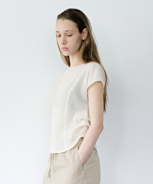 Rive Boatneck Blouse Pleats Cream
