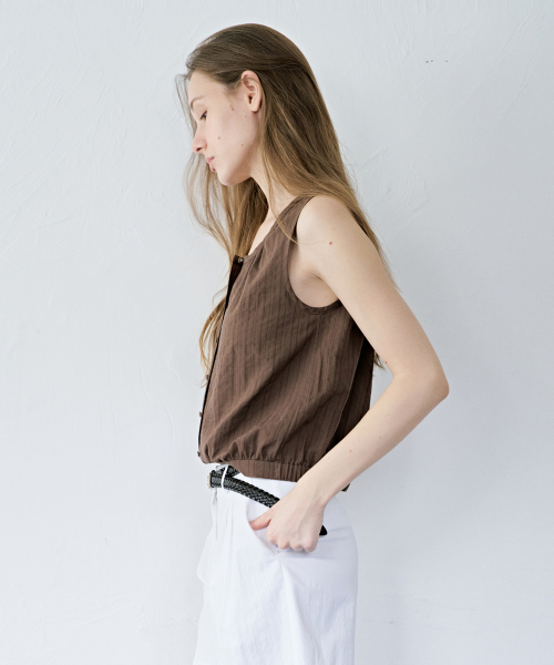 Plin Button Sleeveless Blouse_2color