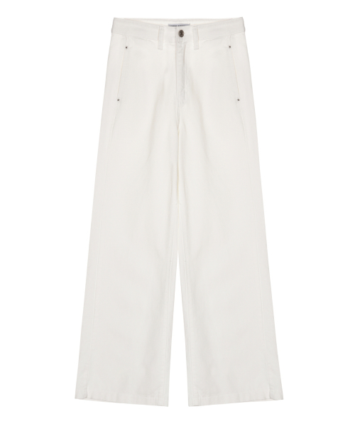 RIVET DETAIL WIDE PANTS_WHITE