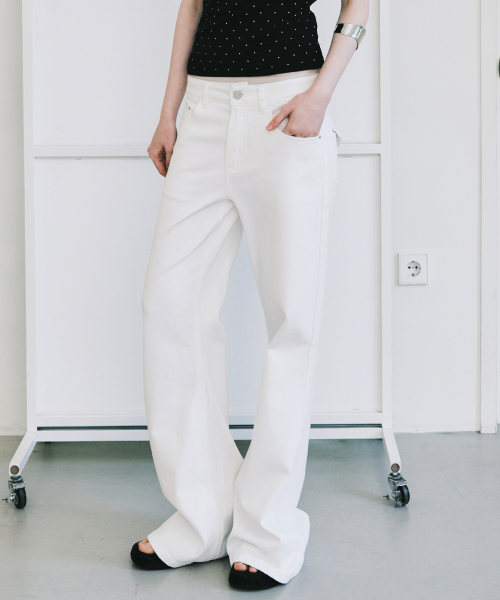 VINTAGE WASH BOOTCUT DENIM PANTS_IVORY