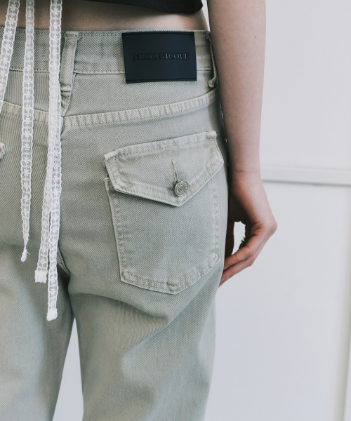 VINTAGE WASH BOOTCUT DENIM PANTS_KHAKI