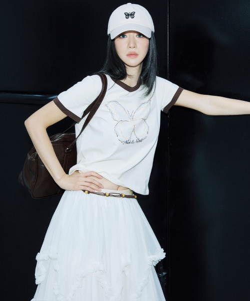 LAYERED FRILL TULLE LONG SKIRT_IVORY