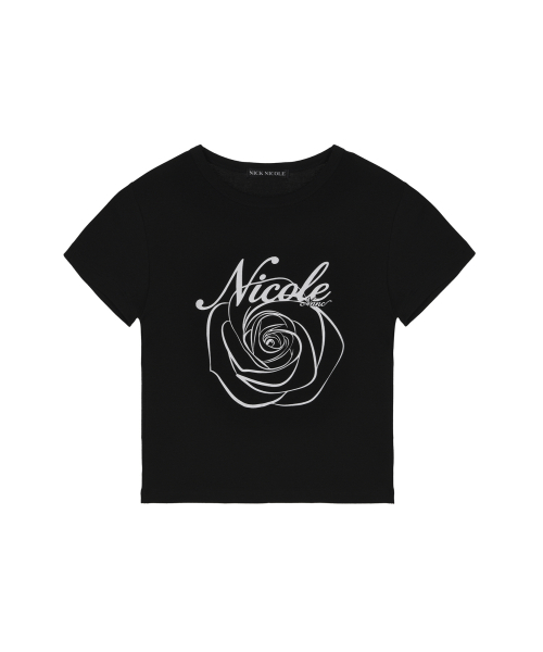 ROSE LETTERING CROPPED TOP_BLACK