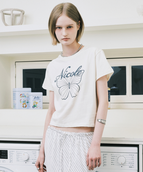 NICOLE BUTTERFLY CROP TOP_CREAM CHARCOAL