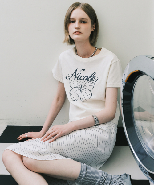 NICOLE BUTTERFLY CROP TOP_CREAM CHARCOAL