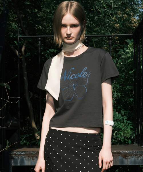 NICOLE BUTTERFLY CROP TOP_CHARCOAL BLUE