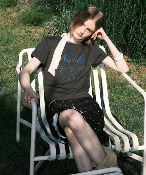 NICOLE BUTTERFLY CROP TOP_CHARCOAL BLUE