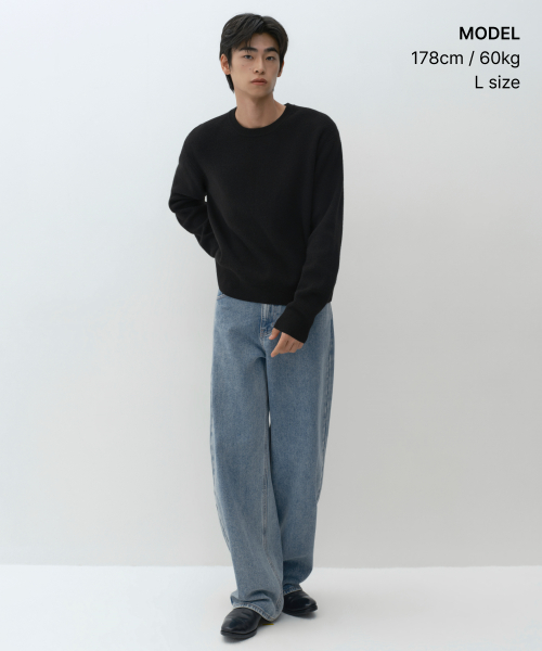 [빅토리아 울] 미니멀 리브드 크롭 니트