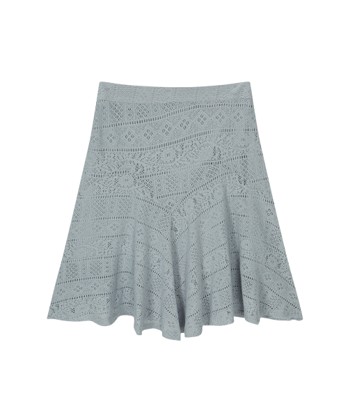 WAVY LACE MIDI SKIRT / LIGHT BLUE