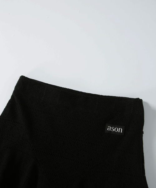 WAVY LACE MIDI SKIRT / BLACK