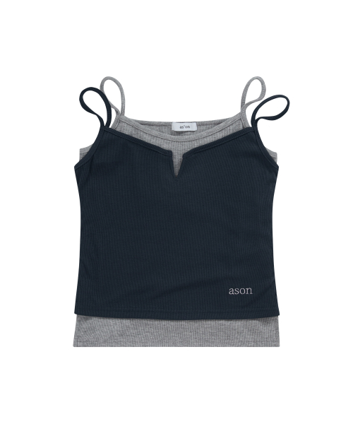 SLIT LAYERED SLEEVELESS / NAVY