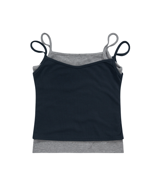 SLIT LAYERED SLEEVELESS / NAVY
