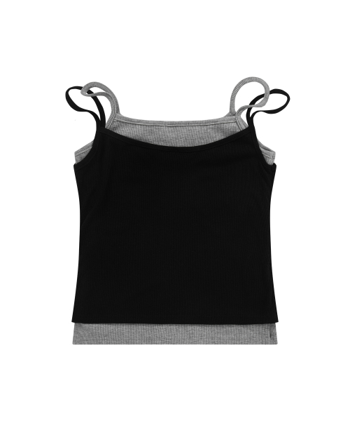SLIT LAYERED SLEEVELESS / BLACK