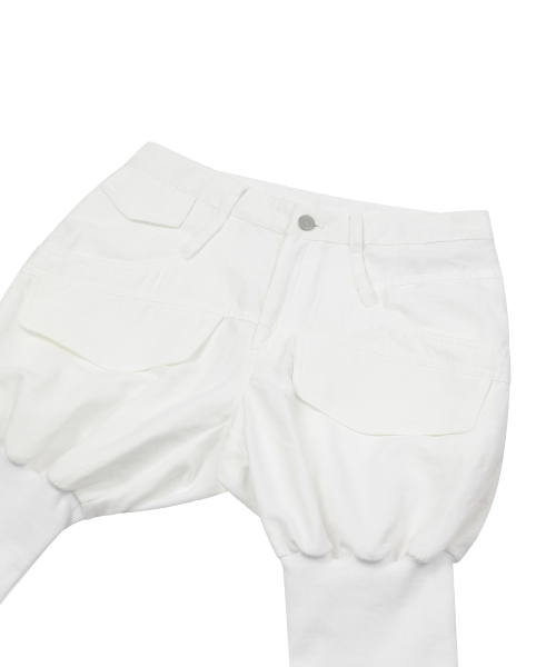 SAND WASHED CAPRI SHORT PANTS WHITE