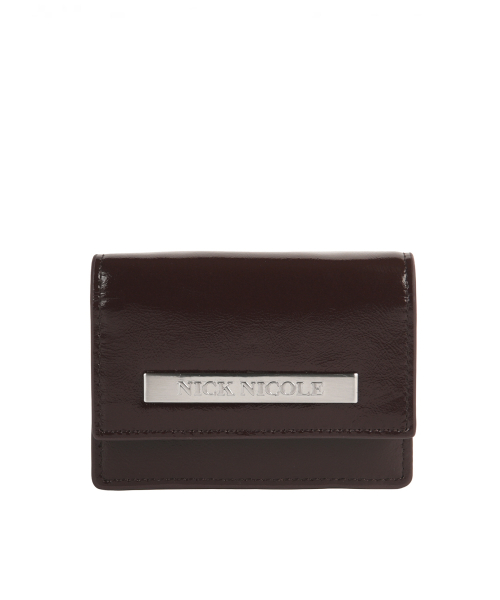 GLOSSY METAL ACCORDION WALLET_BROWN