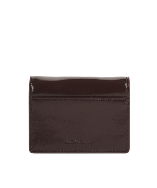 GLOSSY METAL ACCORDION WALLET_BROWN