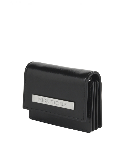 GLOSSY METAL ACCORDION WALLET_BLACK