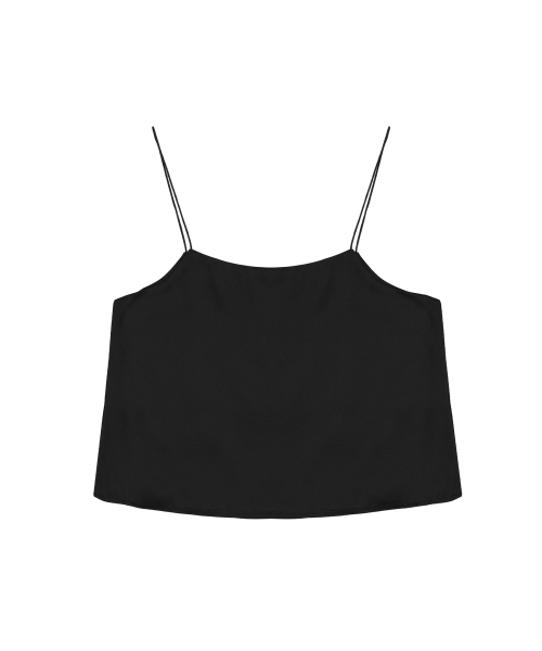 SATIN CROP SLEEVELESS TOP_BLACK