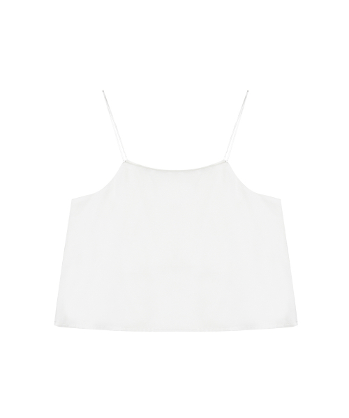 SATIN CROP SLEEVELESS TOP_IVORY