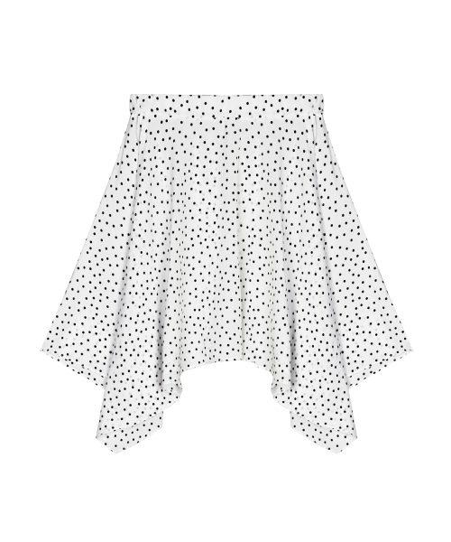 ELASTIC WAIST SATIN DOT SKIRT_IVORY
